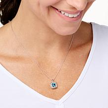 Colleen Lopez London Blue Topaz & Diamond Double Halo Pendant w/Chain