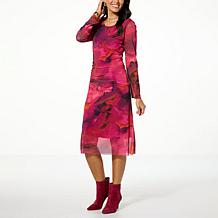 Colleen Lopez Long Sleeve Printed Mesh Dress