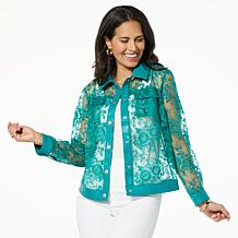 Colleen Lopez Mesh Jacket with Faux Leather Trim