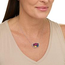 Colleen Lopez Multicolored Corundum and White Zircon Pendant Necklace