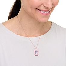 Colleen Lopez Octagonal Gem and White Zircon 20" Pendant Necklace