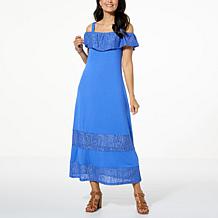 Colleen Lopez Off-the-Shoulder Lace Trim Maxi Dress 