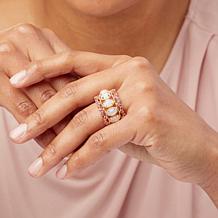 Colleen Lopez Opal and Pink Tourmaline Scalloped Wide Band Ring