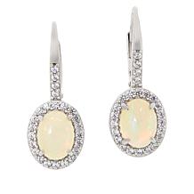 Colleen Lopez Opal and White Zircon Sterling Silver Leverback Earrings