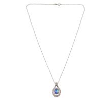 Colleen Lopez Opal and White Zircon Sterling Silver Pendant with Chain