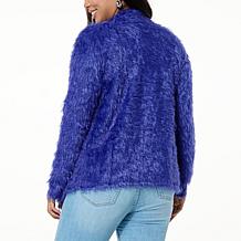 Colleen Lopez Open-Front Eyelash Cardigan