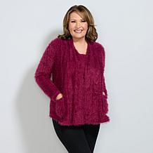 Colleen Lopez Open-Front Eyelash Cardigan