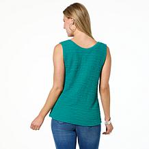 Colleen Lopez Open Knit Flounce Hem Tank Top
