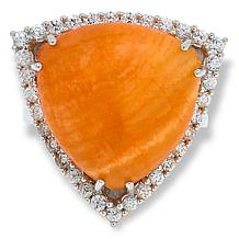 Colleen Lopez Orange Calcite and White Zircon Trilliant Statement Ring