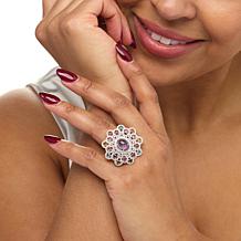 Colleen Lopez Pink Amethyst and Multigem Round Cluster Ring