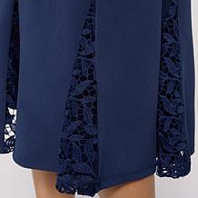 Colleen Lopez Portrait Neck Lace Godet Knit Dress