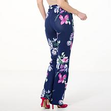 Colleen Lopez Printed Ponte Knit Bootcut Pull-On Pant