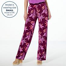 Colleen Lopez Printed Pull-On Pant with Solid Trim