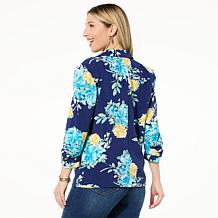 Colleen Lopez Printed Woven Blazer with Scrunched Sleeves