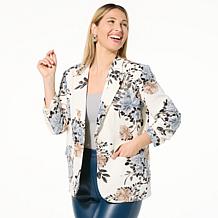 Colleen Lopez Printed Woven Blazer with Scrunched Sleeves