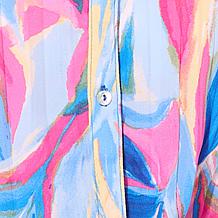 Colleen Lopez Printed Woven Dolman Top with Button Front