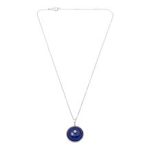 Colleen Lopez Round Gemstone White Zircon Halo Pendant with Chain
