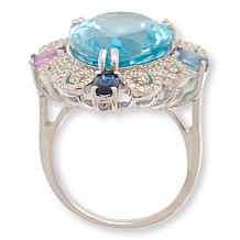 Colleen Lopez Sky Blue Topaz, Sapphire and Diamond Ring