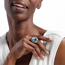 Colleen Lopez Sky Blue Topaz, Sapphire and Diamond Ring