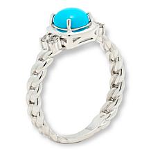 Colleen Lopez Sleeping Beauty Turquoise and White Sapphire Ring