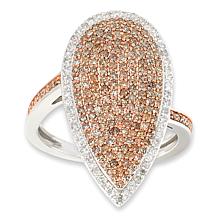 Colleen Lopez Sterling Silver 1ctw Diamond Halo Pear Ring