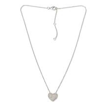 Colleen Lopez Sterling Silver 3/8"ctw Pavé White Diamond Drop Necklace