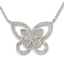 Colleen Lopez Sterling Silver 3/8"ctw Pavé White Diamond Drop Necklace