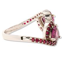 Colleen Lopez Sterling Silver Heart-Cut Gemstone Bypass Ring