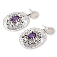 Colleen Lopez Sterling Silver Semi-Precious Gem Oval Drop Earrings