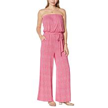Colleen Lopez Striped Knit Strapless Jumpsuit