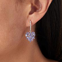 Colleen Lopez Tanzanite and White Zircon Heart Drop Earrings