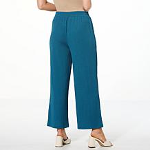 Colleen Lopez Textured Knit Cropped Wide-Leg Pull-On Pant