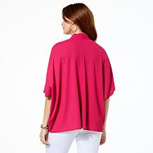 Colleen Lopez Textured Knit Dolman Sleeve Bubble Hem Top