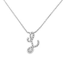 Colleen Lopez White Diamond Initial Drop Chain Necklace