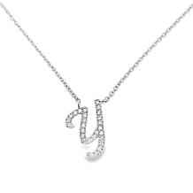 Colleen Lopez White Diamond Initial Drop Chain Necklace
