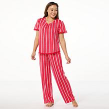Comfort Code Peached Jersey Knit 2-piece Ruffle-Trim Pajama Set