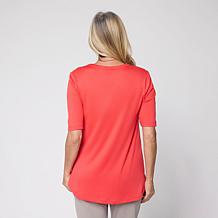 Comfort Code Stretch Jersey Tee with Split-V Placket Neckline