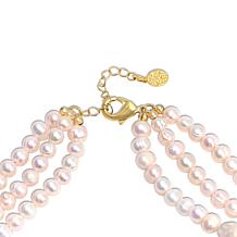 Connie Craig Carroll Jewelry 20" Cultured Pearl Three-Row Necklace