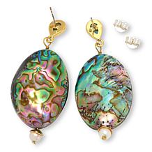 Connie Craig Carroll Jewelry Abalone and Cultured Pearl Drop Earrings