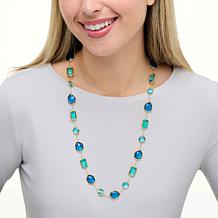 Connie Craig Carroll Jewelry Beryyl Blue Gem Doublet Station Necklace