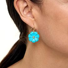 Connie Craig Carroll Jewelry Laura Carved Gem Flower Drop Earrings