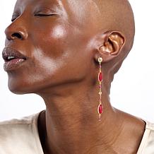 Connie Craig Carroll Jewelry Red Corundum & Topaz Dangle Earrings