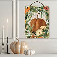 Courtside Market 12"x16" Pumpkin Floral Hanging Sign