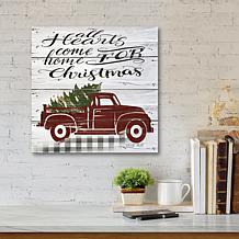 Courtside Market All Hearts Red Truck 14" x 14" Wood Art