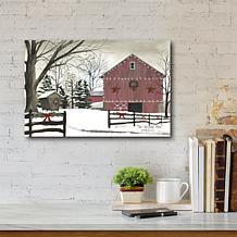 Courtside Market Christmas Red Barn 18x26 Canvas Wall Art