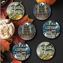 Courtside Market Haunting House 4"x4" Coaster Set