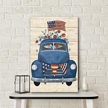 Courtside Market Patriotic Blue Truck Canvas Wall Art - 12" x 18"