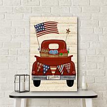 Courtside Market Patriotic Red Truck Canvas Wall Art - 24" x 36"