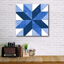 Courtside Market Quilt Square Blue & White 6 Canvas Wall Art - 30x30"