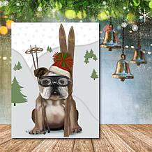 Courtside Market Skiing Bulldog 16x20 Canvas Wall Art
